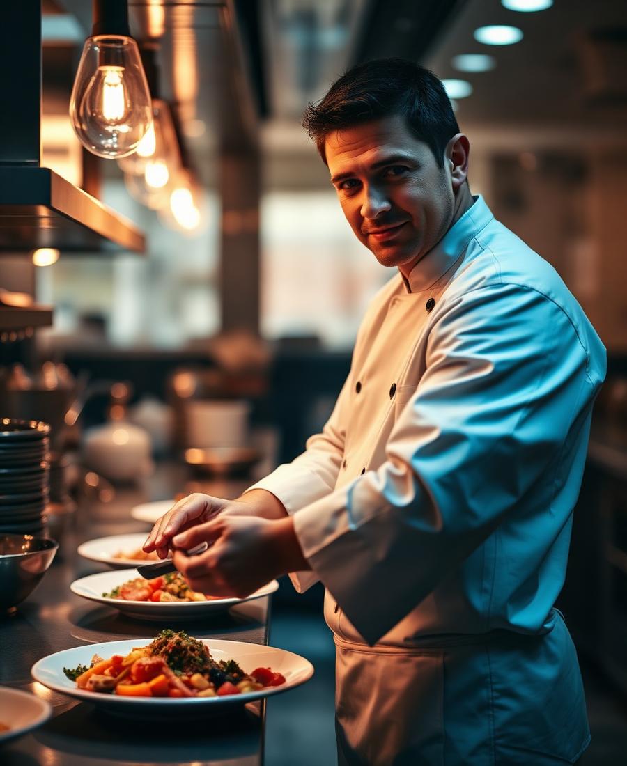 Head chef Matteo plating a signature dish